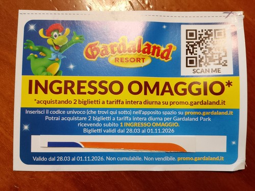 Gardaland 2026 biglietto 2 - 2026, x